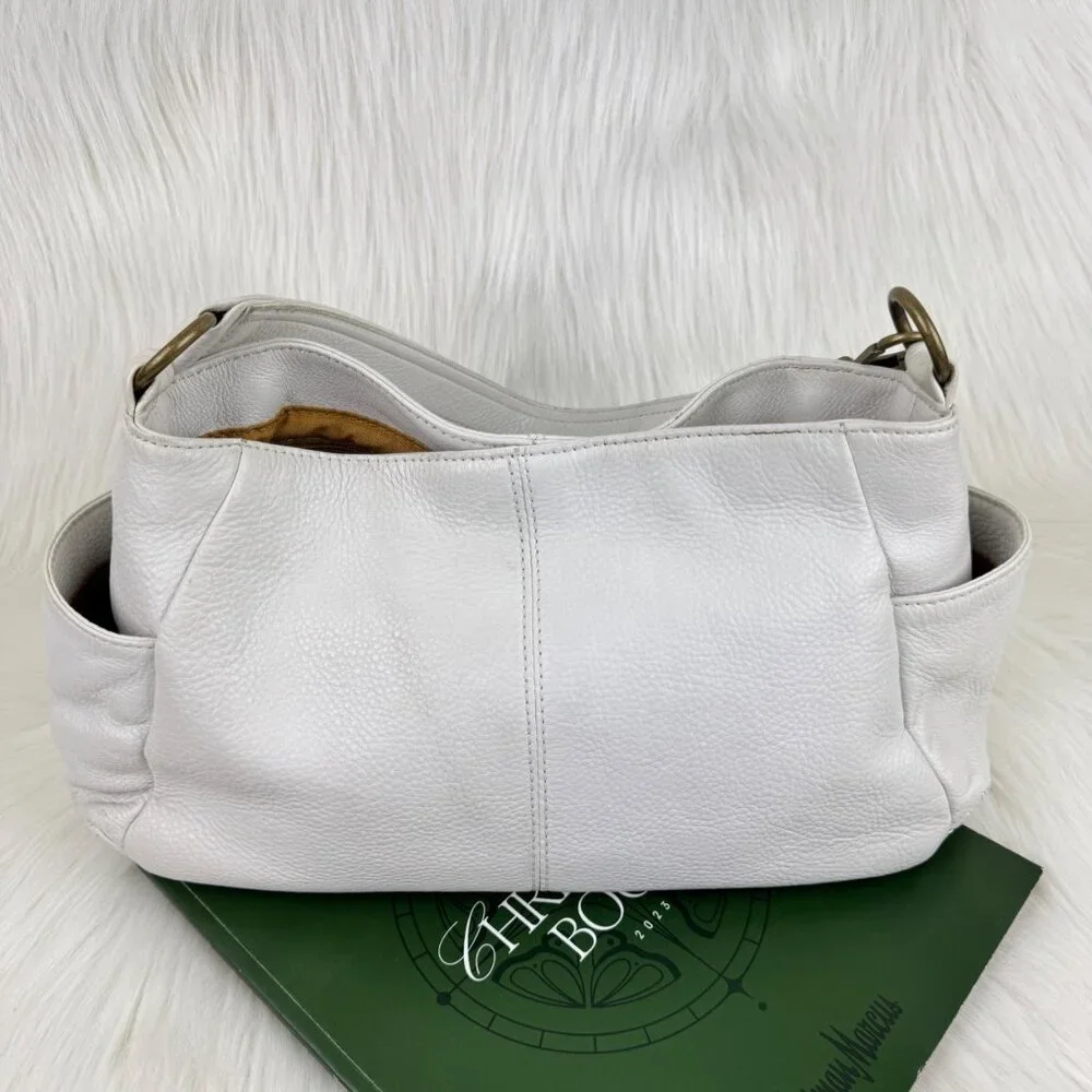 HOBO Cream Leather Hobo Shoulder Bag